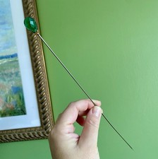 Long Vintage Hat Pin Green