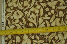 B 1/2 Yd, Tan Flowers & Leaves