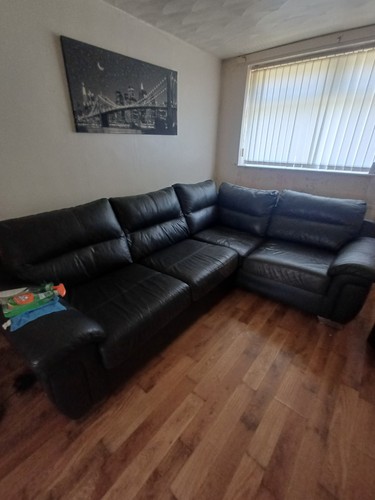 Black leather corner sofa - black,