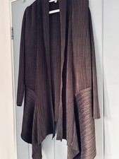 CHESCA~Rich Chocolate Brown~Cardigan/Jacket~Plisse~Size 1 easily fit 18/20~ VGC