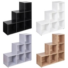 6 Cube Step Storage Bookcase Unit Shelf Home Office Organiser Display Box NEW