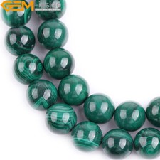 A Grade Natural Green Malachite Stone Loose Beads For Jewelry Making Strand 15"