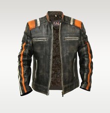 Men's Vintage Cafe Racer Leather Jacket – Handmade Distressed Biker Jacket