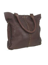 Linea Pelle Italian Brown Leather Hobo Tote Bag Shoulder Studded Large Italy