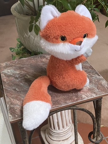 Orange white stuffed fox toy - orange,
