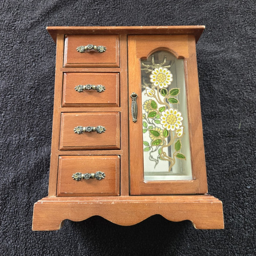 Vintage wood glass floral - &,