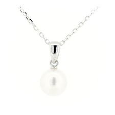 Mikimoto Pearl Necklace 7.5mm Single Pearl 18K White Gold