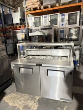 TRUE 2 DOOR REFRIGERATED PIZZA / BURGER TOPPINGS PREPARATION TABLE ON WHEELS