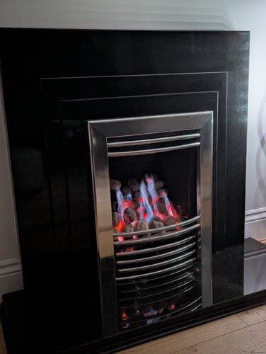 Modern black granite fireplace - black,