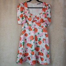 Zara Womens Dress Floral Print Sweetheart Neckline Mini Length Size Medium