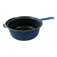 Vintage Le Creuset Cast Iron Non-Stick 22cm Cooking Saucepan Blue No Lid