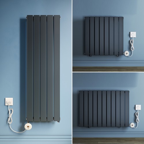 Grey electric radiator - electric, wall