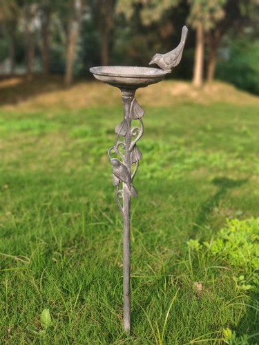 Cast iron bird bath - bath, stake