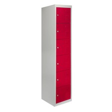 Metal Lockers 6 Doors Steel Storage Lockable Gym School Red 45cm D Flatpack
