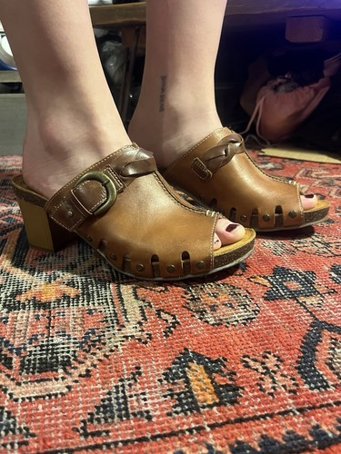 Leather heel clogs vintage - leather,