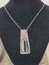 Vintage Charles Rennie Mackintosh Style Cast Pewter Pendant Necklace 22"
