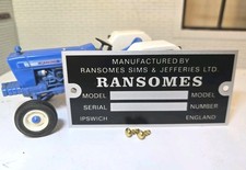 Ford Ransomes Sims Later Reversible Plough ID Identification Metal Chassis Plate