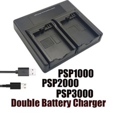 Dual Battery Charger for Sony PSP 1000 2000 3000 Charges Battery Outside Unit