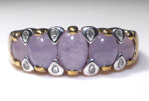 9ct gold ring lavender jade - gold,