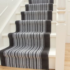 Long Narrow Stairs Carpet Hallway Runner Black Grey Striped ClassicStair Carpet