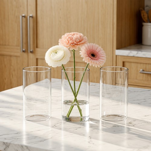 Pack glass cylinder vases - 3,
