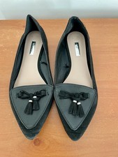 Primark Black Faux Suede Pointy Flat Shoes Size 5