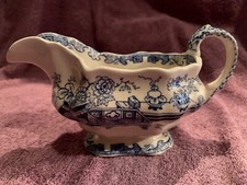 Vintage Ashworth Bros Hanley Blue & White Gravy Boat