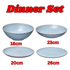 IKEA Dinnerware Set Plates & Bowls Modern Stoneware Light Blue