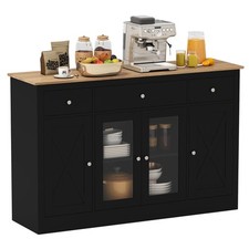 COSTWAY 55” Large Buffet Sideboard Kitchen Storage Cabinet w/3 Drawers-Black