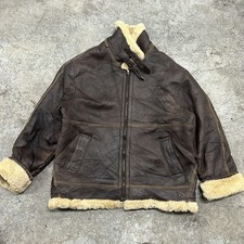Vintage 80s Shearling Sheepskin Leather Jacket Mens XL Aviator Bomber B-3 Flight