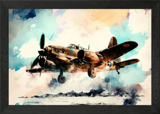 War plane watercolor Framed