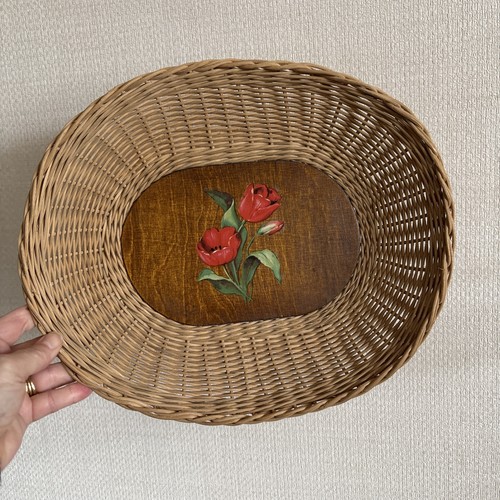 Vintage basket wooden - vintage, painted