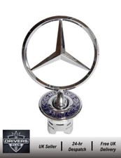 FITS Mercedes Bonnet Raised Star Emblem Badge Blue Chrome C E S CLK Class 44mm