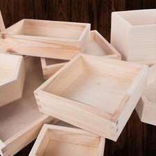 Simple Blank Unfinished Decorative Wood Storage Boxes Versatile Open Containers