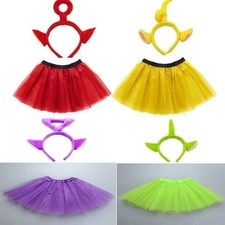 UK Girl Women Teletubbies Costume Set Laa Po Skirt Headband Fancy Dress Cosplay
