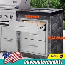 Stainless Steel BBQ Drawers Outdoor Kitchen Island Door Drawer BBQ Grills