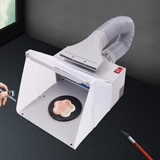 Portable Hobby Airbrush Paint Spray Booth Kit w/ Turntable+Air Hose+3 LED Strips