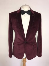 TED BAKER - Mens Slim Fit BURGUNDY VELVET TUXEDO JACKET - 40 Reg - GORGEOUS