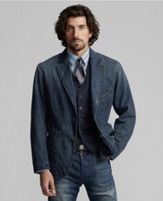 RRL Double RL Unconstructed Washed Denim Sport Coat: Large BNWT