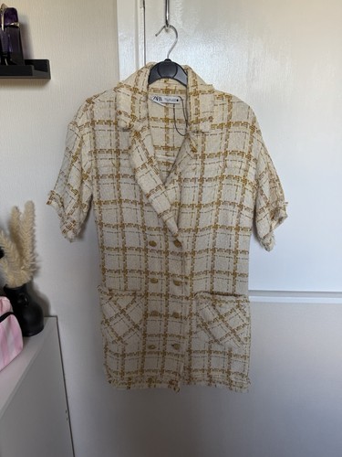 Zara cream yellow checked - zara,
