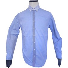 Hackett London shirt mens M P2P 20 Blue l/s 100% Cotton