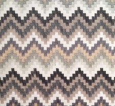 6 meters x HARLEQUIN ‘Minouri’ embroidered chevron fabric slate/charcoal/raffia
