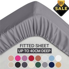 Extra Deep 40cm Fitted Sheet Full Bed Sheets Single Double Super King UK Size