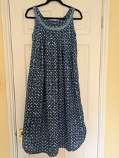 Anokhi Dress Block Print  Bark Indigo Print Cotton Size S  - see description