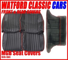 MGB GT Seat Covers Front & Rear 1972-1981 Leather look Black / Red