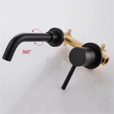 Bathroom Basin Sink Brass Mixer Taps Brushed Gold Wall Mounted Swivel Faucet