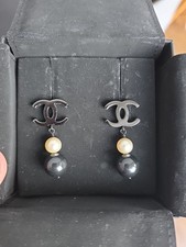 Chanel Earrings, Drop, Black