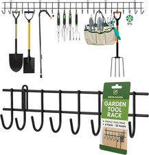  Garden Tool Storage Rack 160Cm - Heavy-Duty Metal Organiser for Shed 