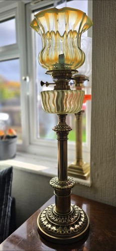 Victorian oil lamp c1890 acid - oil,