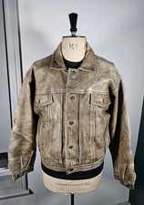 Vintage Leather Trucker Jacket Men's Large/XL Chevirex Corps Heavy Hide Biker